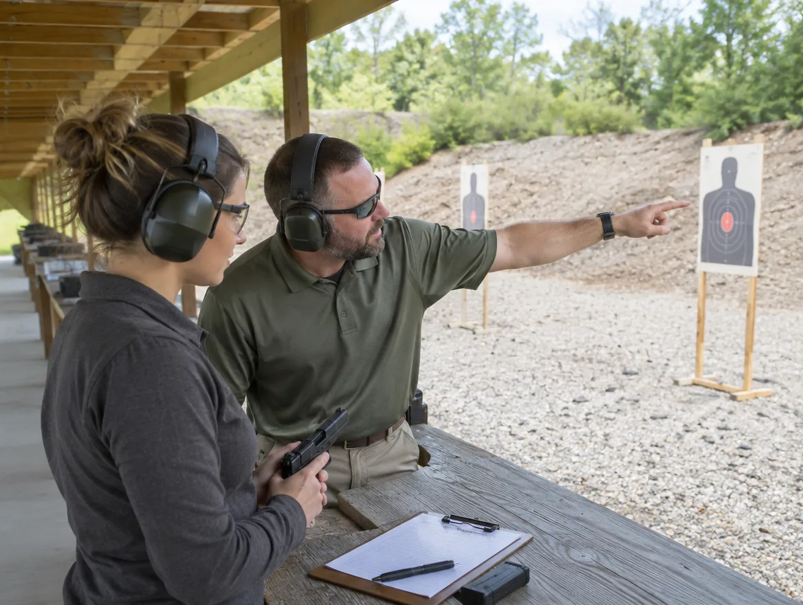 Shooter completing firearm competency training at Range Connect